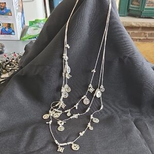 Chic Silver Multi-Charm Necklace